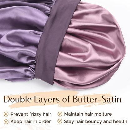 YANIBEST Silk Bonnet for Sleeping Women, Double Layer Hair Satin Bonnets with Elastic Band, Sleep Cap Curly Natural Hair