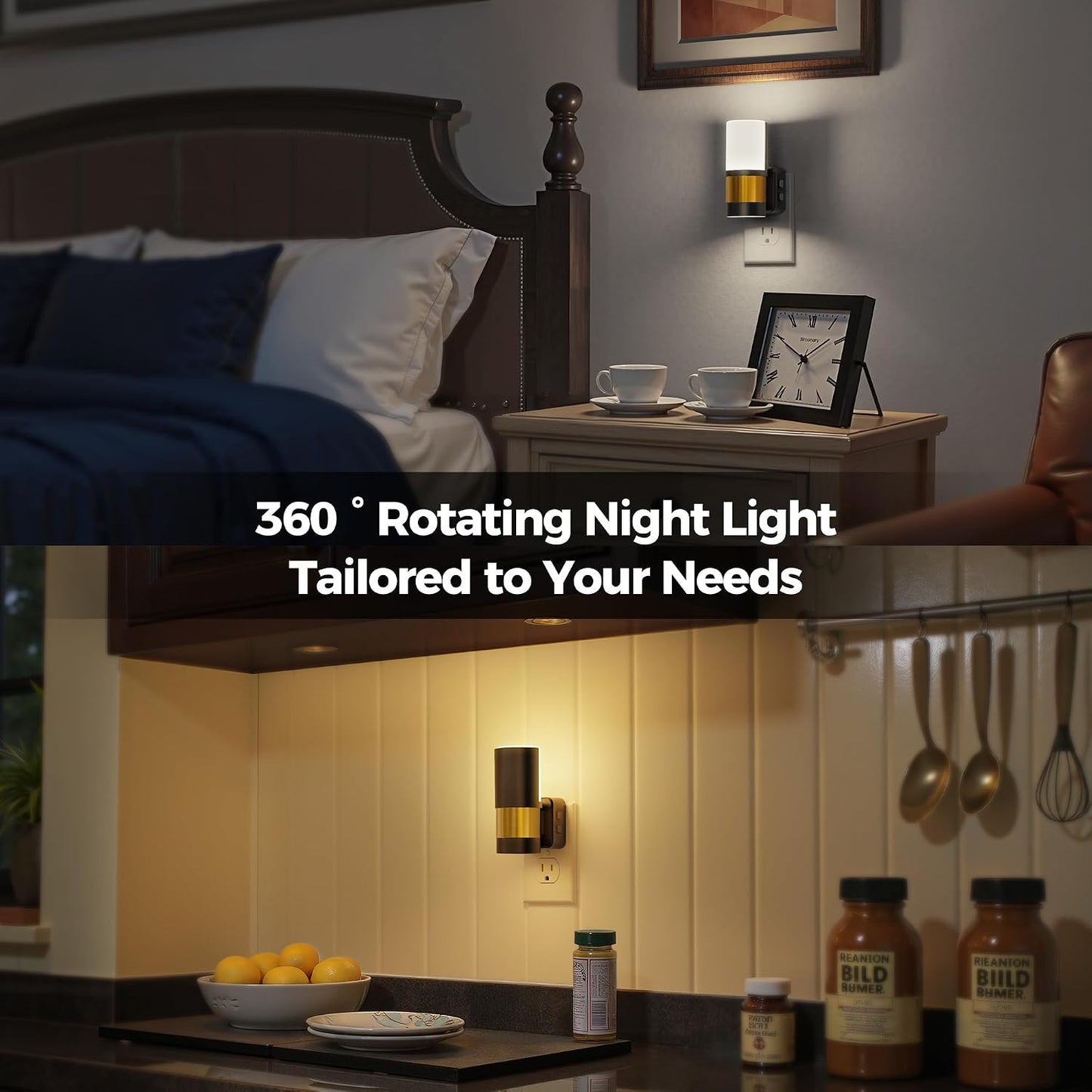 Briignite Night Lights Plug into Wall, Modern LED Night Light Plug in, Dusk to Dawn Sensor,Amber Night Light 0-100LM Adjustable Brightness, Dimmable NightLight for Hallway, Bedroom, Stairway, 2 Pack