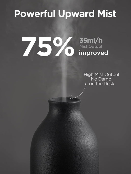 InnoGear Aromatherapy Diffuser, 150ml Ceramic Diffuser Mother's Gift Ultrasonic Humidifier Cool Mist Essential Oil Diffusers for Home Air Diffuser with 2 Mist Modes Waterless Auto Off, White