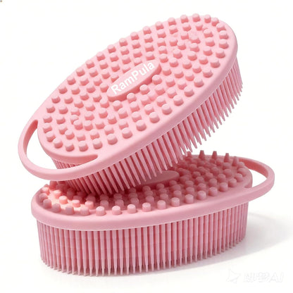 Silicone Body Scrubber – Dual-Sided Silicone Loofah for Shower, Set of 2 Soft Exfoliating Body Bath Shower Scrubber Loofah Brush Easy-to-Clean for Sensitive Kids Women Men All Kinds of Skin