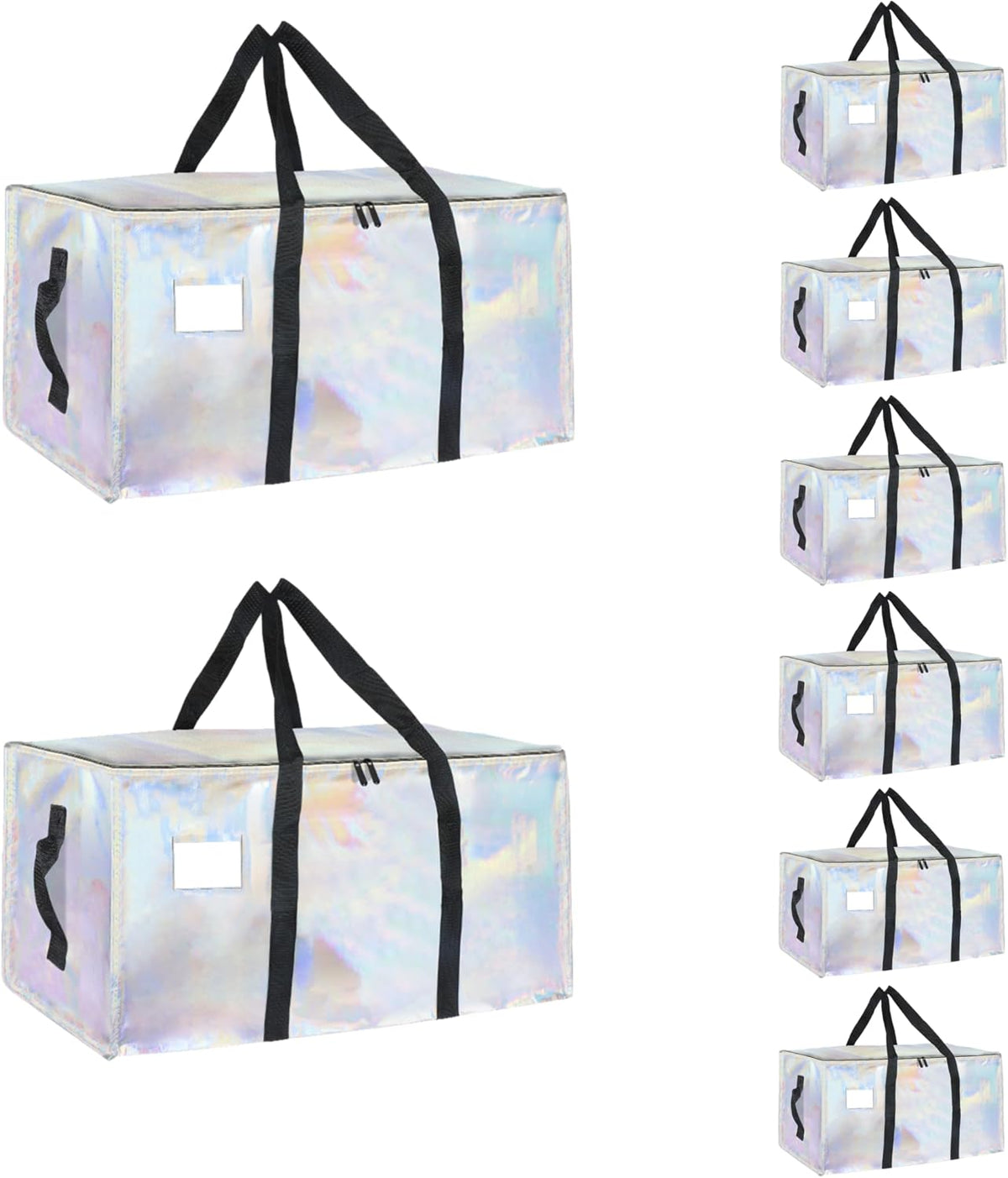 Moving Bags Extra Large - Heavy Duty Storage Totes with Wrap-Around Handles & Reinforced Zippers - Foldable Moving Box Alternative, Water-Resistant for Dorm, Closet & Under Bed Storage (Clear)