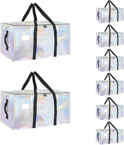 Moving Bags Extra Large - Heavy Duty Storage Totes with Wrap-Around Handles & Reinforced Zippers - Foldable Moving Box Alternative, Water-Resistant for Dorm, Closet & Under Bed Storage (Clear)