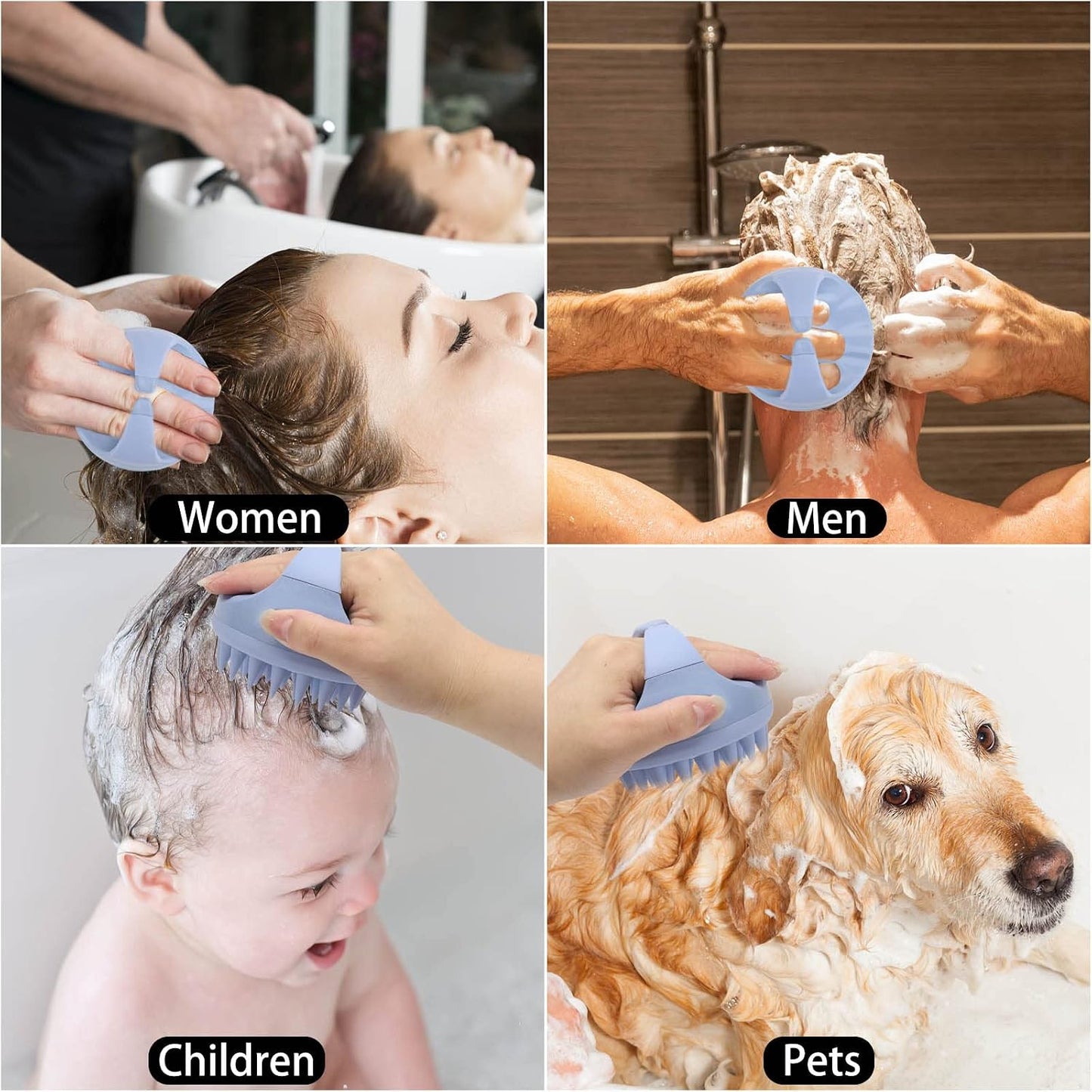 Hair Scalp Massager Shampoo Brush Hair Scrubber Washing Brush Silicone Scalp Exfoliator for Dandruff Removal- Beige