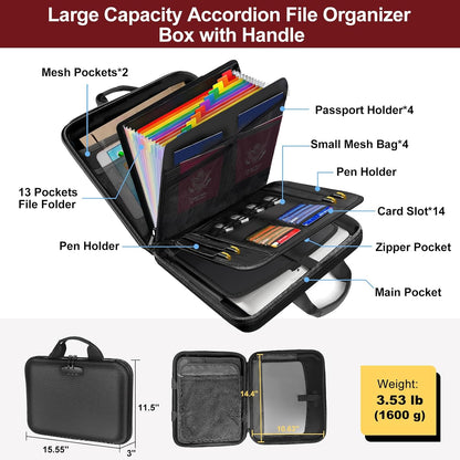 Fireproof Document Organizer Box with Lock for Important Documents