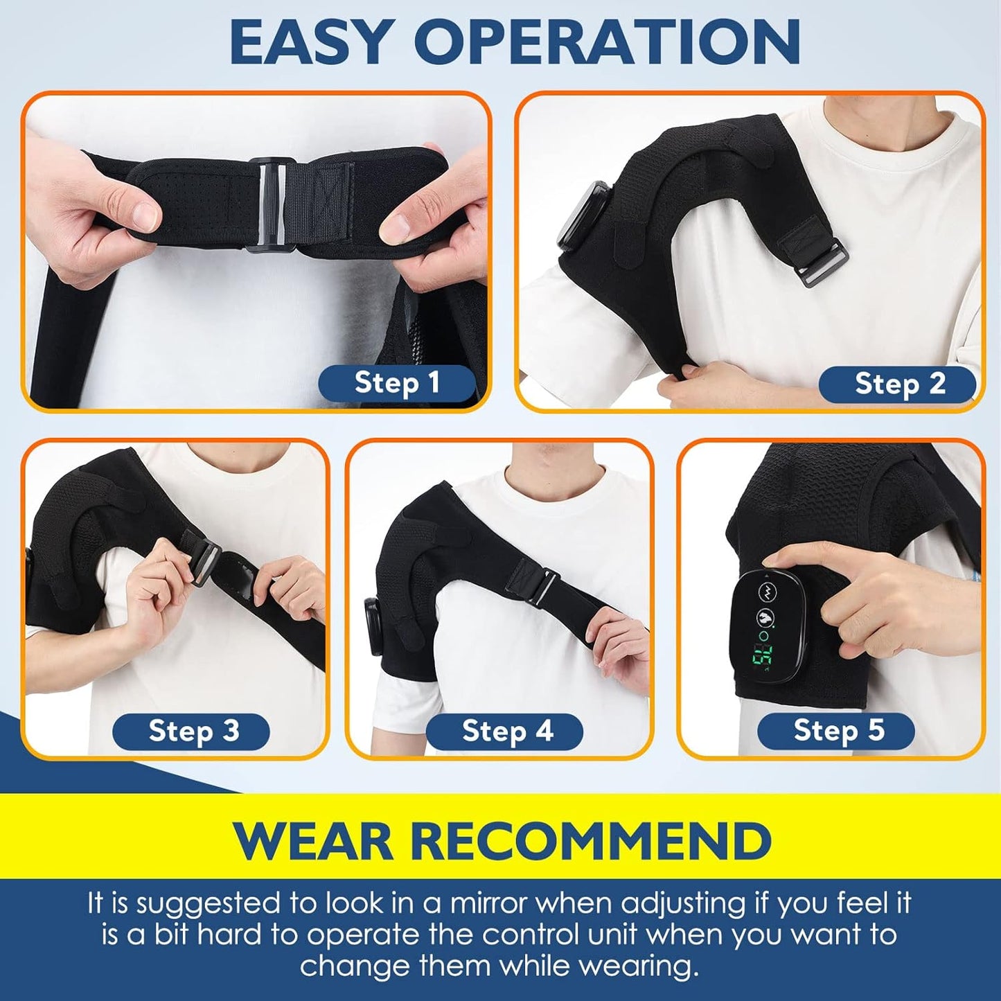 Cordless Shoulder Heating Pad with Massage, FSA Eligible Items List, Heated Shoulder Wrap Massager for Pain, Rotator Cuff Heating Pad HSA Approved Products Only