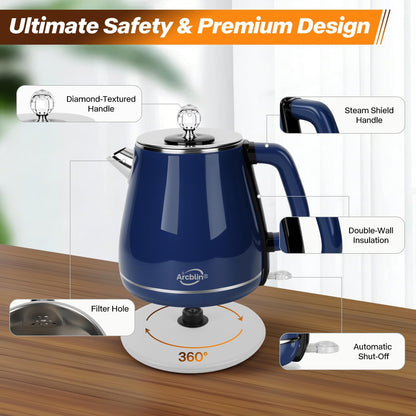 1.8L Electric Kettle, Tea Kettle with Fast Boil 1350W, Pearl White