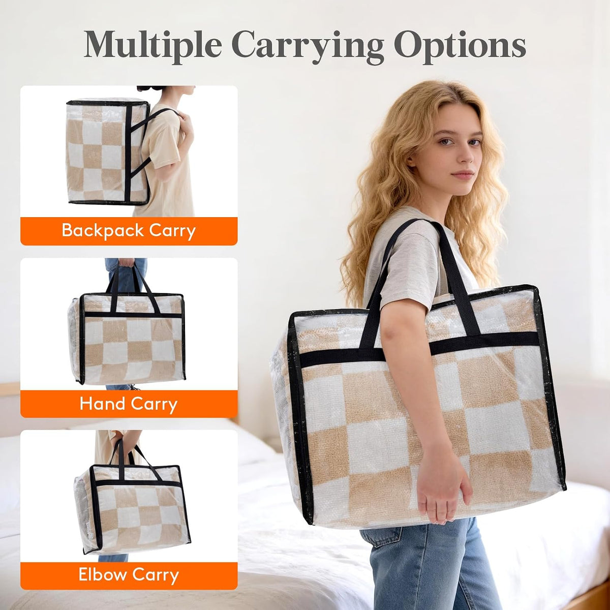 Lifewit Clear Storage Bags, 45L Clothes Organizer with Zipper
