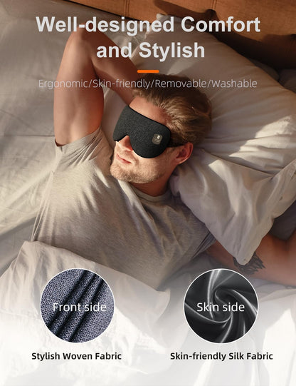 Silk Cordless Heated Eye Mask, Compress Heating Pad for Dry Eye Stye Eye Strain, Electric Warm Eye Mask for Airplane Sleeping, Blackout Eye Mask for Travel, Idea for Women/Men (Silk-Grey)