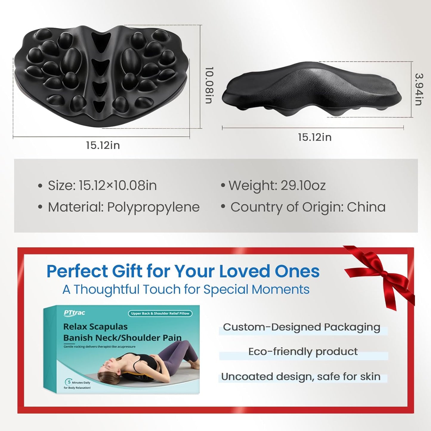Shoulder Blade & Trapezius Trigger Point Massager, Back Stretcher | 22 Pressure Nodes, Deep Muscle Massage，Firm High-Density Foam, Ergonomic Arch, Body-Weight Massage,Daily Relaxation