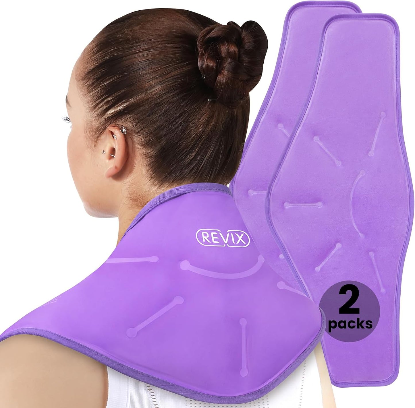 REVIX Neck Ice Pack Wrap – Reusable Hot Cold Gel Pack for Neck and Shoulder, Large Flexible Design with Soft Plush Lining, Cervical Gel Ice Wrap Ideal for Post-Workout Recovery, Fatigue & Relaxation