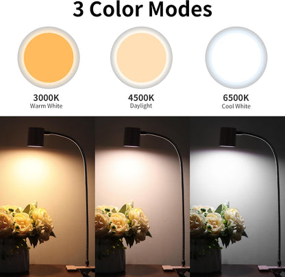 Desk Lamp USB Clip On Light,Book Lights for Reading at Night Clamp Light | 3 Color Modes,10 Brightness Clamp Light,360° Gooseneck LED Reading Light for Books in Bed,Eye-Care for Home Office,Headboards