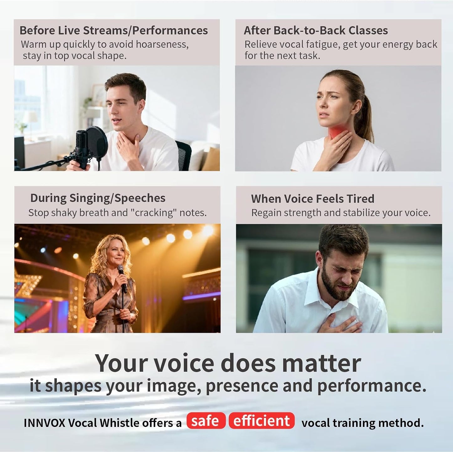Varihum&Innvox Vocal Trainer Better Voice Vocal Trainer for Singing Voice Adjustable Resistance Breathing Training Whistle for Speech Warm-Up (Red)