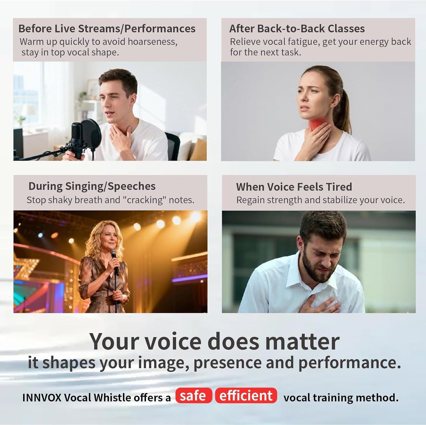 Varihum&Innvox Vocal Trainer Better Voice Vocal Trainer for Singing Voice Adjustable Resistance Breathing Training Whistle for Speech Warm-Up (Red)