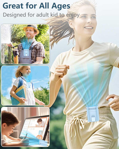 Waist Fan Clip On Shirt Fan-Mini Light Weight Portable Fans that Blow Cold Air,Small Personal Battery Powered Fans,Belt Body Under Shirt AC Cooler,Quiet Wearable Hanging Neck Fan for Women Men Kids