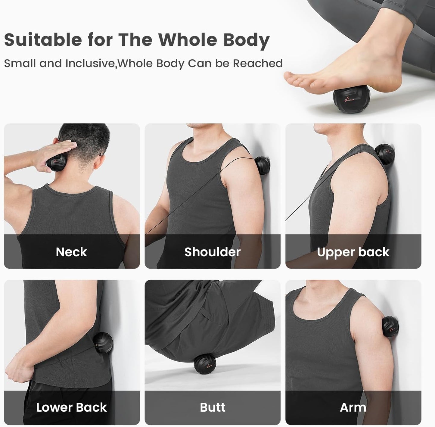 Sportneer Massage Balls for Trigger Point Therapy, Lacrosse Ball with String, Muscle Myofascial Massage Balls for Deep Tissue Release Foot Plantar Fasciitis,Hard Ball for Back Shoulder Relax- Blue