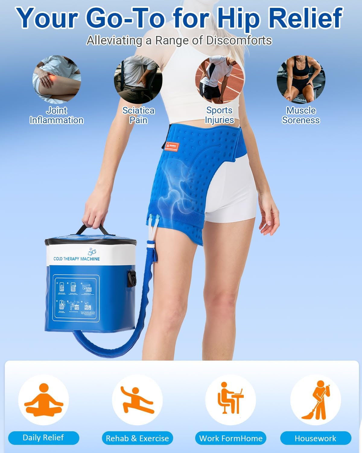 Cold Therapy Machine for Elbow, Ice Machine for Tennis Elbow&Post-Surgery Recovery, Cryotherapy Device with Temp Display & 3 Flow Modes, Adjustable Elbow Wrap for Arthritis, Bursitis, Swelling Relief