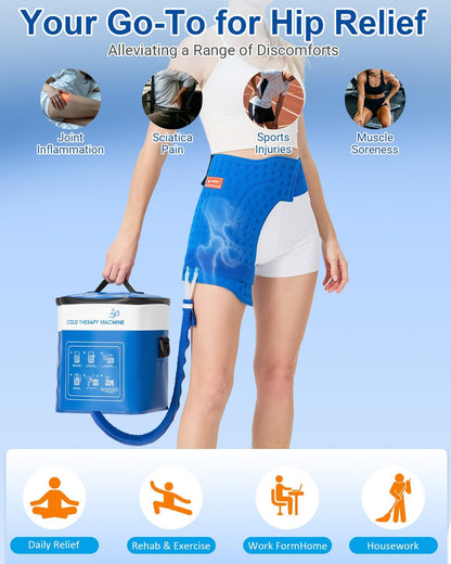 Cold Therapy Machine for Elbow, Ice Machine for Tennis Elbow&Post-Surgery Recovery, Cryotherapy Device with Temp Display & 3 Flow Modes, Adjustable Elbow Wrap for Arthritis, Bursitis, Swelling Relief