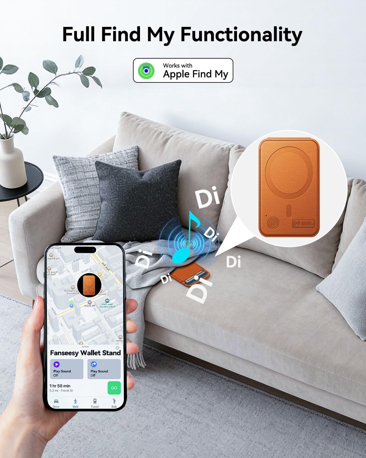 TWZKG for MagSafe Wallet, Works with Apple Find My,5 Card Holder with Stand