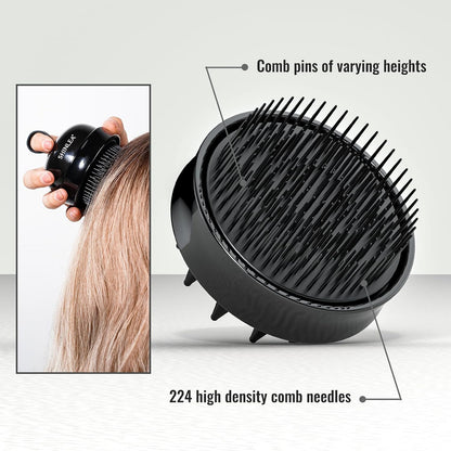 SHINLEA 2 in 1 Scalp Massager Hair Growth,Scalp Scrubber with Soft Silicone Bristles for Dandruff Removal,Shampoo Brush for Exfoliation,Head Massager for Both Wet and Dry Use (Black)