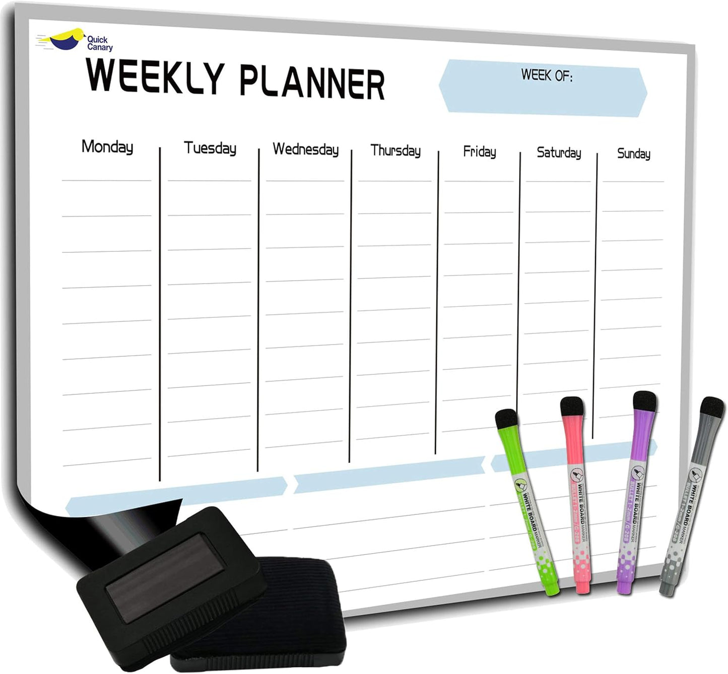Monthly Magnetic Calendar for Refrigerator - 17x12” Stain-Resistant Dry Erase Fridge Calendar Whiteboard with Large Writing Space for Schedules, Chores & Meals - With 4 Markers & Eraser - Sunday Start