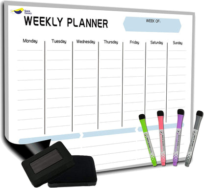 Monthly Magnetic Calendar for Refrigerator - 17x12” Stain-Resistant Dry Erase Fridge Calendar Whiteboard with Large Writing Space for Schedules, Chores & Meals - With 4 Markers & Eraser - Sunday Start