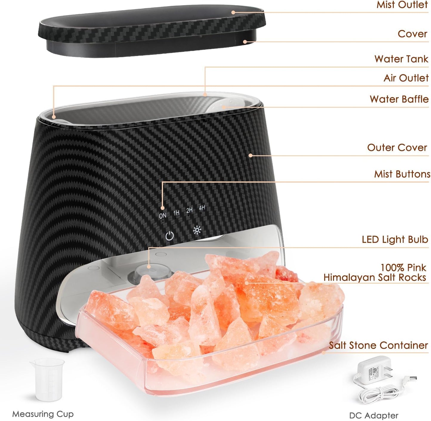 SALKING 2-in-1 Ultrasonic Essential Oil Diffuser & Himalayan Salt Lamp, Aromatherapy Diffuser Cool Mist Humidifier with 3 Brightness, Salt Therapy Lamp, 100% Pure Himalayan Salt Rock, 150ml (Marble)