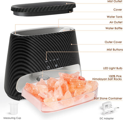SALKING 2-in-1 Ultrasonic Essential Oil Diffuser & Himalayan Salt Lamp, Aromatherapy Diffuser Cool Mist Humidifier with 3 Brightness, Salt Therapy Lamp, 100% Pure Himalayan Salt Rock, 150ml (Marble)
