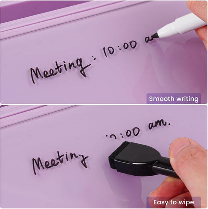 Varhomax Glass Weekly Dry Erase Desk White Board, Desktop to Do List Planner Whiteboard Calendar with Storage Caddy Memo for Home and Office, White