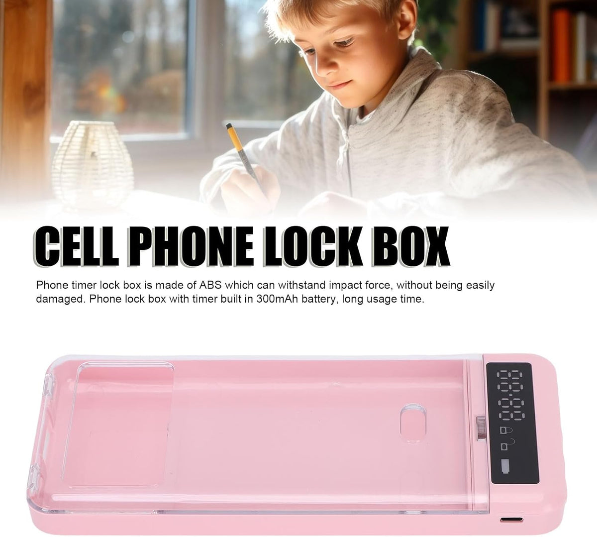 GOTOTOP Cell Phone Lock Box, Timer Transparent Container (Blue)