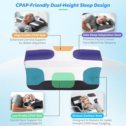 SAHEYER CPAP Pillow for Side Sleeping, CPAP Nasal Pillows for All CPAP Masks Users to Reduce Air Leaks Masks Pressure, Neck Support Pillows for Sleeping for Neck Pain Relief