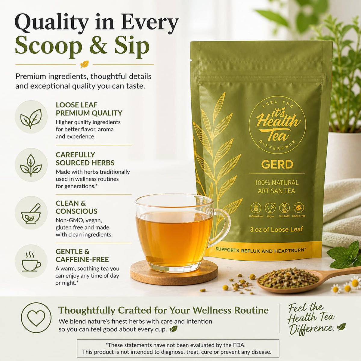 GERD Relief Herbal Tea: 8-Digestive Herb Blend, Natural Acid Reflux & Heartburn Aid, Pre/Post Meal Support, 3oz with 35 Bags
