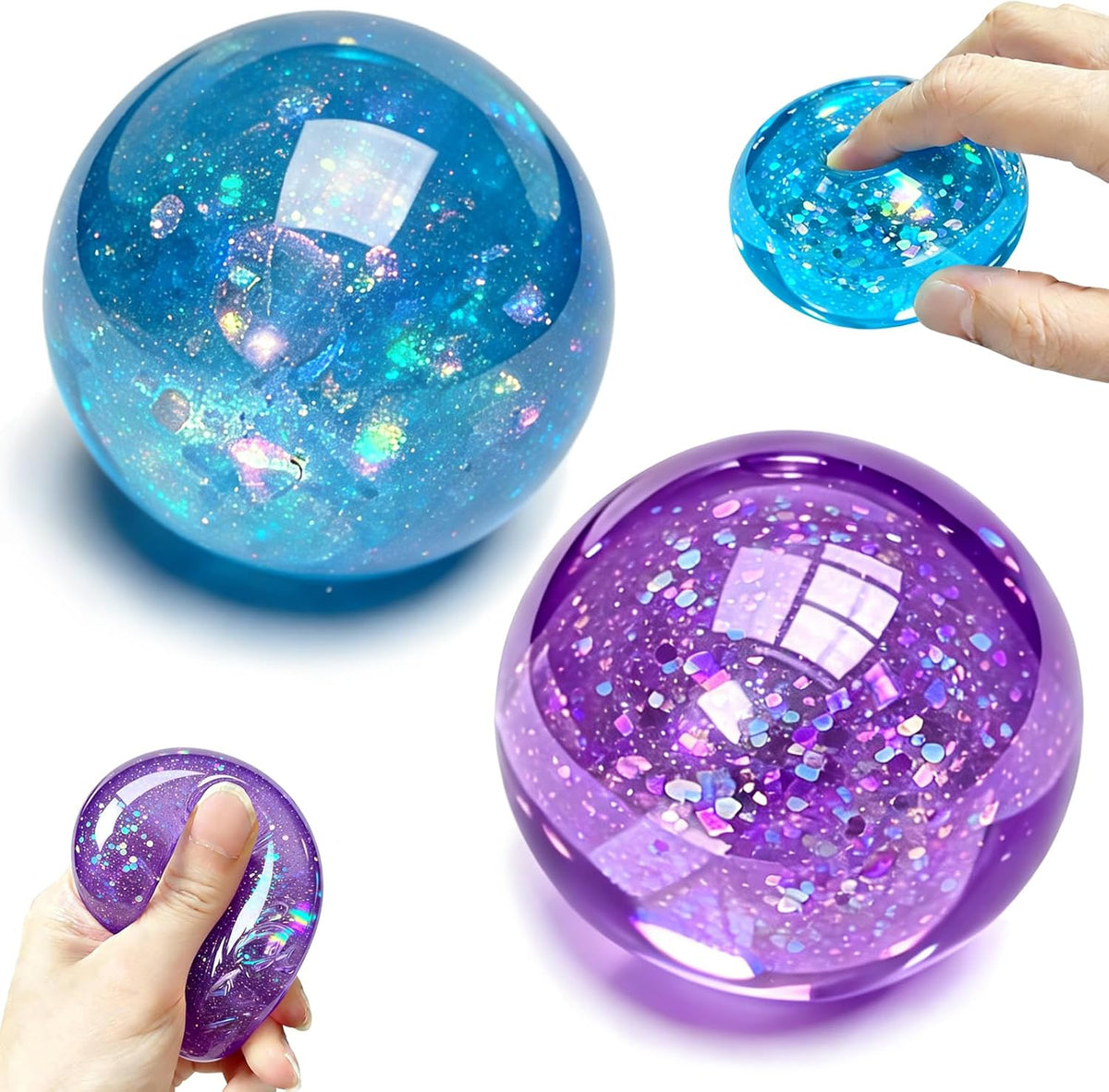 Coconut Oil Squishy, 2 Pack Crystal-Clear Transparency Stress Relief Balls
