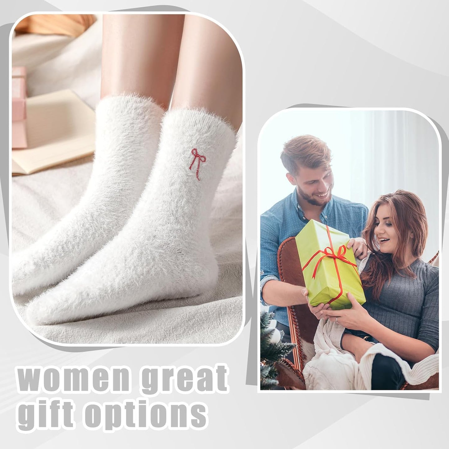 Geyoga 5 Pairs Fuzzy Socks for Women Cozy Spa Slipper Socks Coquette Preppy Stuff Soft Fluffy Home Sleeping Birthday Gift