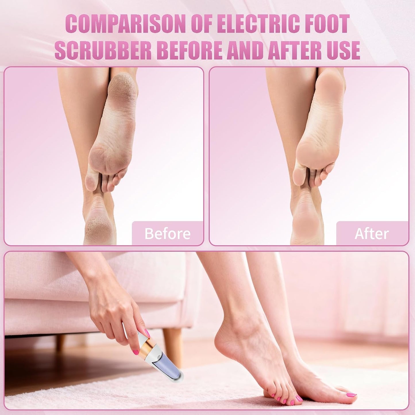 Pedicure Tool, Foot Callus Remover, Electric Pedicure Set, Foot Care, Removes Rough Dead Skin on The Feet, Making Your Feet Smooth. (Pink)