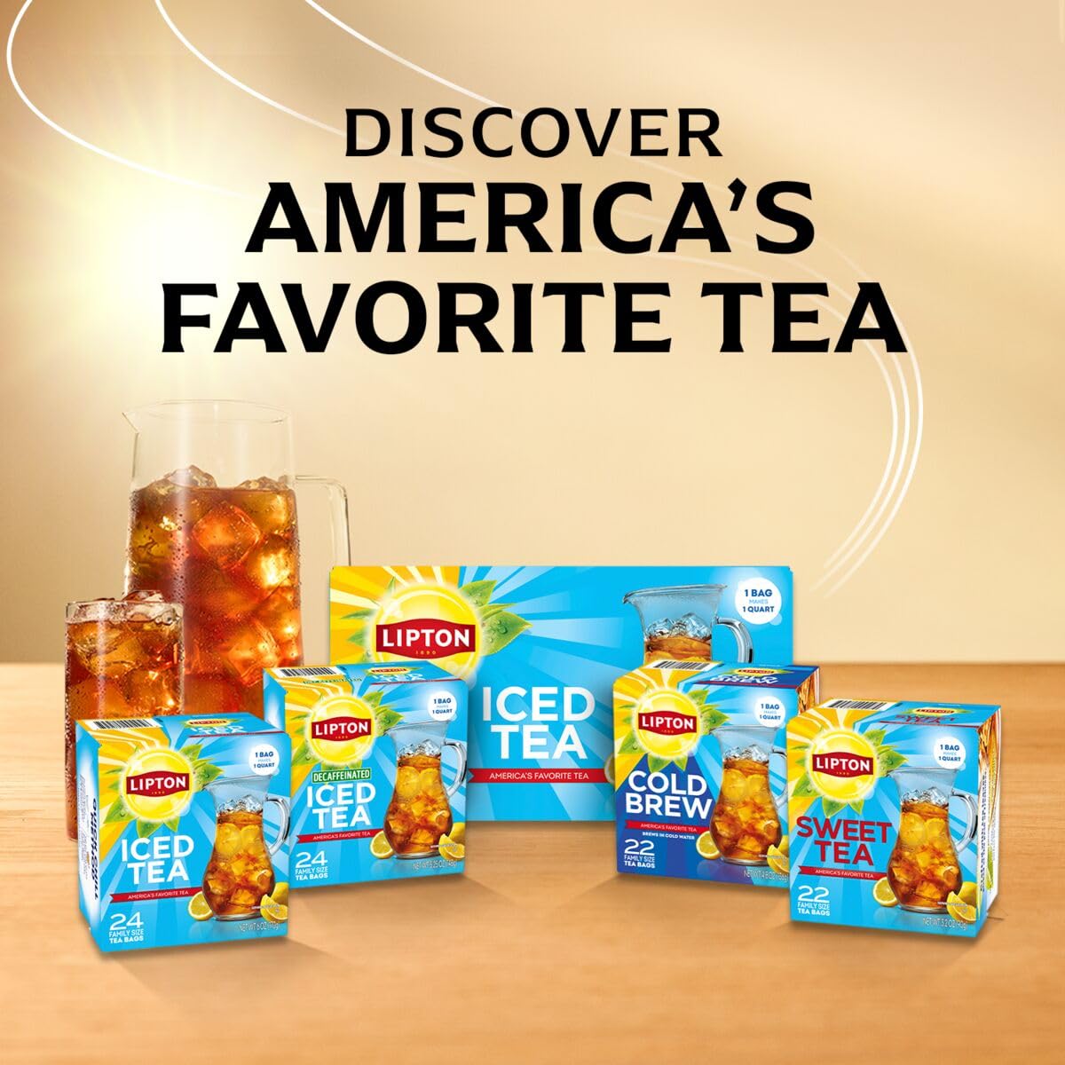 Lipton Southern Sweet Iced Tea Bags, Family Size, 132 Total Bags