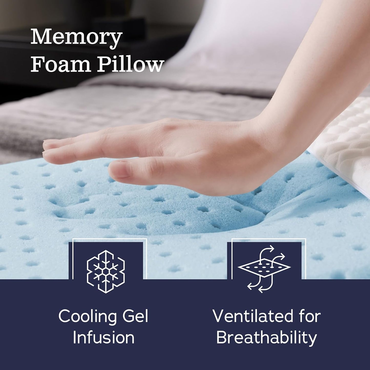 Weekender Cooling Gel Memory Foam Pillow for Sleeping – King Size, Ventilated Cooling Pillow for Side & Back Sleepers, Neck & Shoulder Support, Medium Firm, Washable Cover