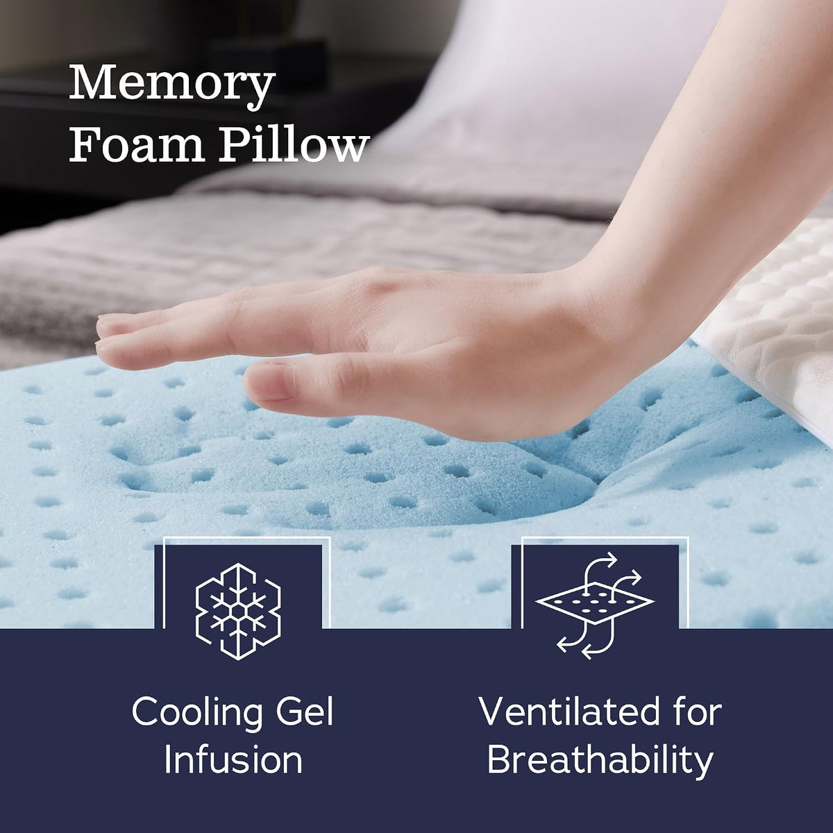 Weekender Cooling Gel Memory Foam Pillow for Sleeping – King Size, Ventilated Cooling Pillow for Side & Back Sleepers, Neck & Shoulder Support, Medium Firm, Washable Cover