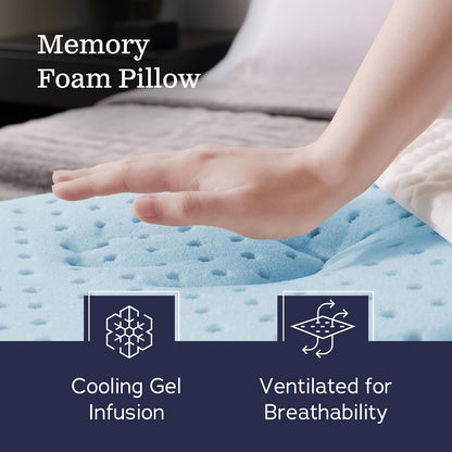 Weekender Cooling Gel Memory Foam Pillow for Sleeping – King Size, Ventilated Cooling Pillow for Side & Back Sleepers, Neck & Shoulder Support, Medium Firm, Washable Cover