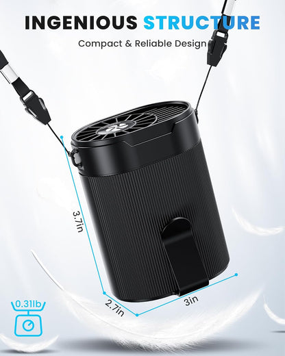 Portable Fan, Personal Rechargeable Mini Waist Fan, 3000 mAh Battery Operated, Max 24H Working Time, 4 Speeds Clip Belt fan for Outdoor, Indoor, Jobsite, Traveling, Gifts for Men - Black