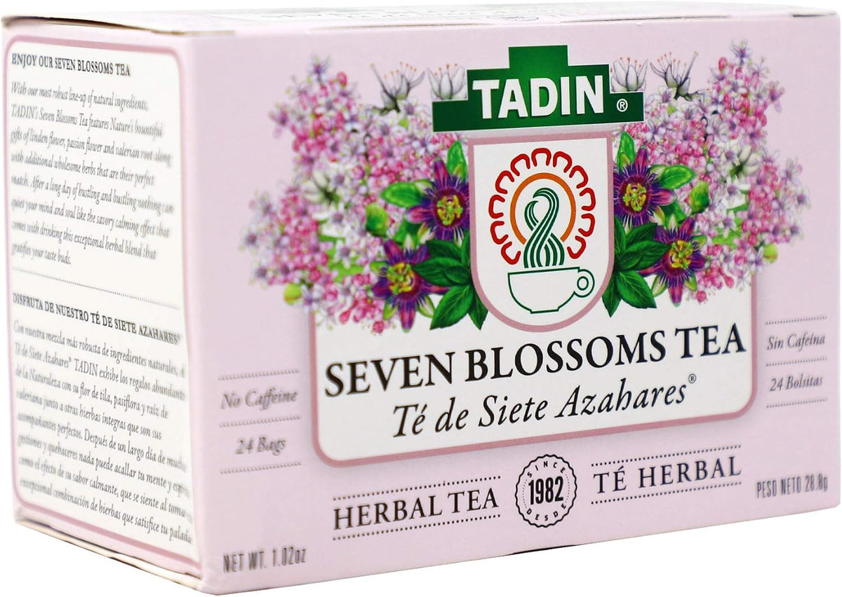 Tadin Tea Seven Blossoms Tea with Linden Flowers Valerian Root, Caffeine - Free, 24 Count (Pack of 3)