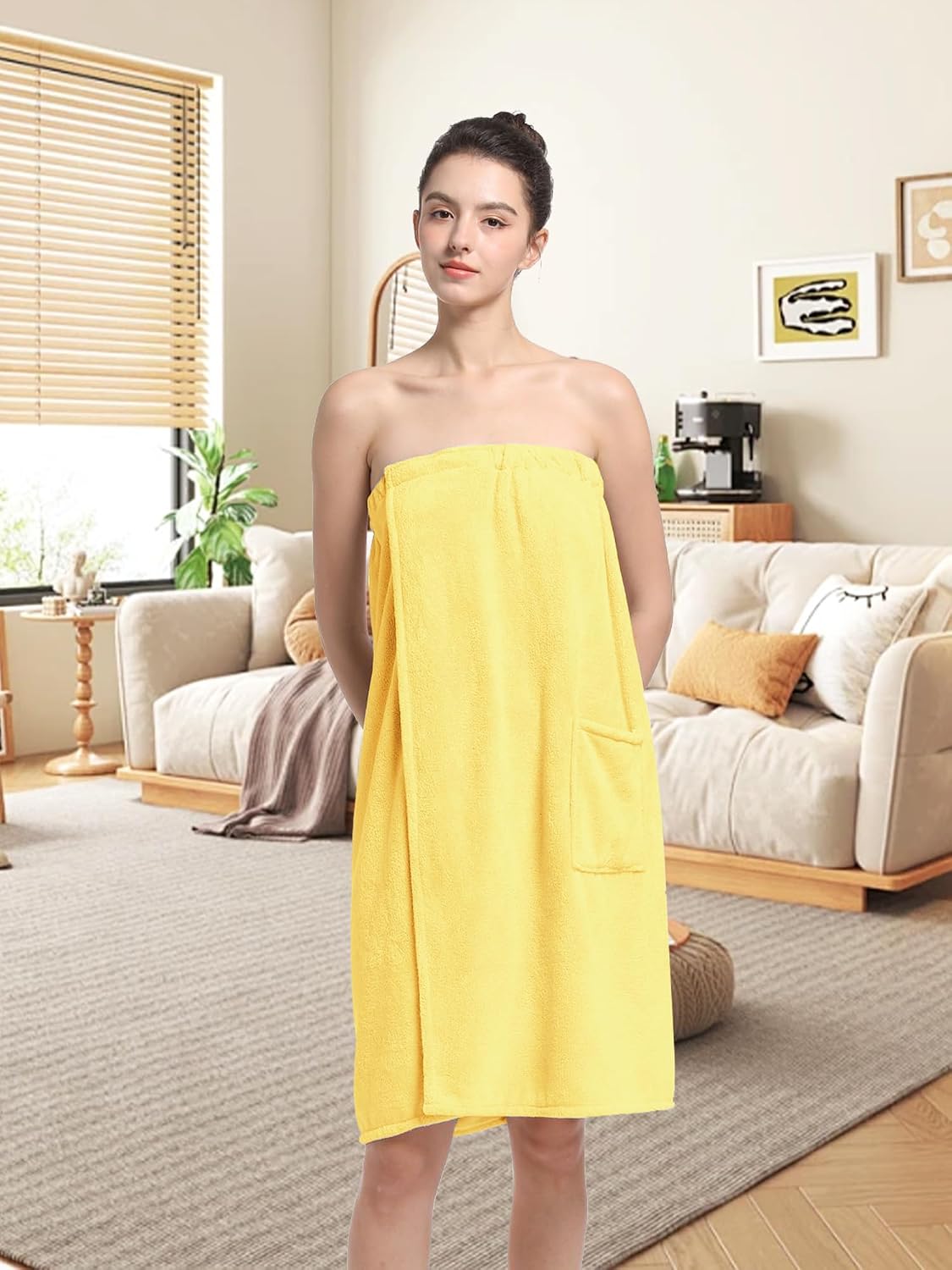 Women'S Soft Wrap Towel Full Length，Bath Robe After Shower Female Plush Long，Spa Bathrobes Lightweight With Pockets