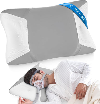 CPAP Pillow for Sleeping, HSA/FSA Sleep Apnea Pillow for All CPAP Masks Users to Reduce Air Leaks, Masks Pressure, Memory Foam with Cooling & Breathable Pillowcase for Side Back Sleeper