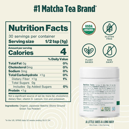 Jade Leaf Matcha Organic Ceremonial Grade Barista Blend Matcha Powder - 100% Pure Japanese Premium First Harvest Green Tea for Lattes from Uji and Kagoshima, 30g / 1.06 Ounce (Pack of 1)