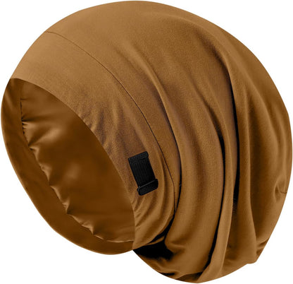 ZHENSILK Silk Bonnet for Sleeping Women, Adjustable Silky Satin Lined Sleep Cap, Silk Hair Wrap Slouch Beanie Hat
