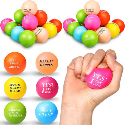 Sotiff 100 Pcs Stress Balls Bulk for Adults Colorful Foam Stress Relief Gift Toys with Motivational Quotes Squeeze Balls for Office Relief Employee Appreciation (Ten Colors,Inspirational)