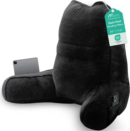 Sasttie Reading Pillows for Sitting in Bed Adult, Back Pillow Bed Sitting Up, Back-Rest Support Cushion for Sit Up on Couch, Sofa, and Floor, Dorm Essentials, Oeko-Tex Certified, Dark Grey