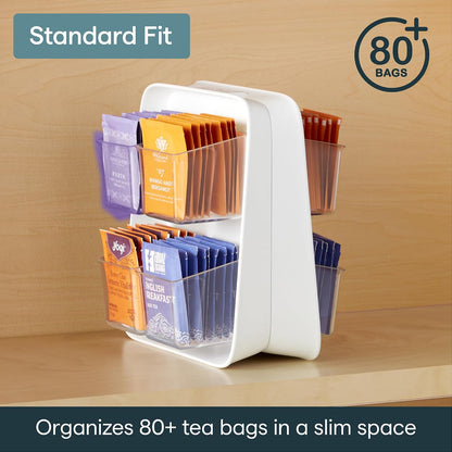 YouCopia TeaStand Tea Bag Organizer with Clear Removable Bins, Cabinet or Pantry Storage Caddy, 80-Bag