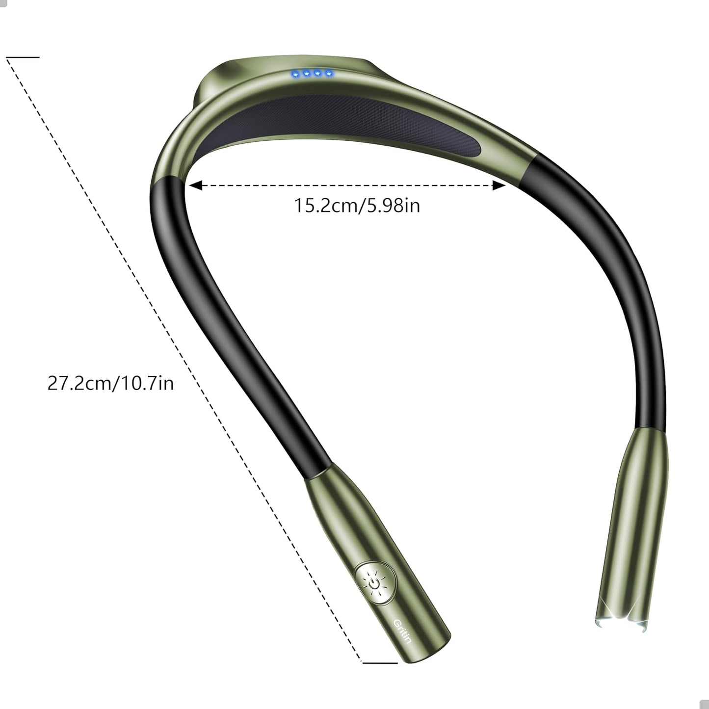 Gritin Book Light, Eye Caring 3 Colors & Dimmable Brightness Reading Light | Bendable Arms, 80+Hrs Runtime, Neck Round Design, Comfortable & Lightweight Neck Light for Reading in Bed, Crafting, Knitting