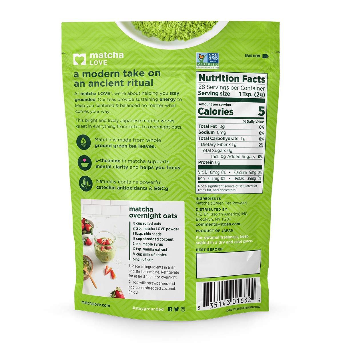 Matcha Love Green Tea Powder Packet, Sweetened, 8 Ounce