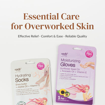 Epielle Hydrating Foot Mask 6 Pairs, Relieve and Soften with Shea Butter & Jojoba Oil, Deep Moisturizing Socks for Dry, Cracked Feet, Self Care Gifts for Women, Spa Kit